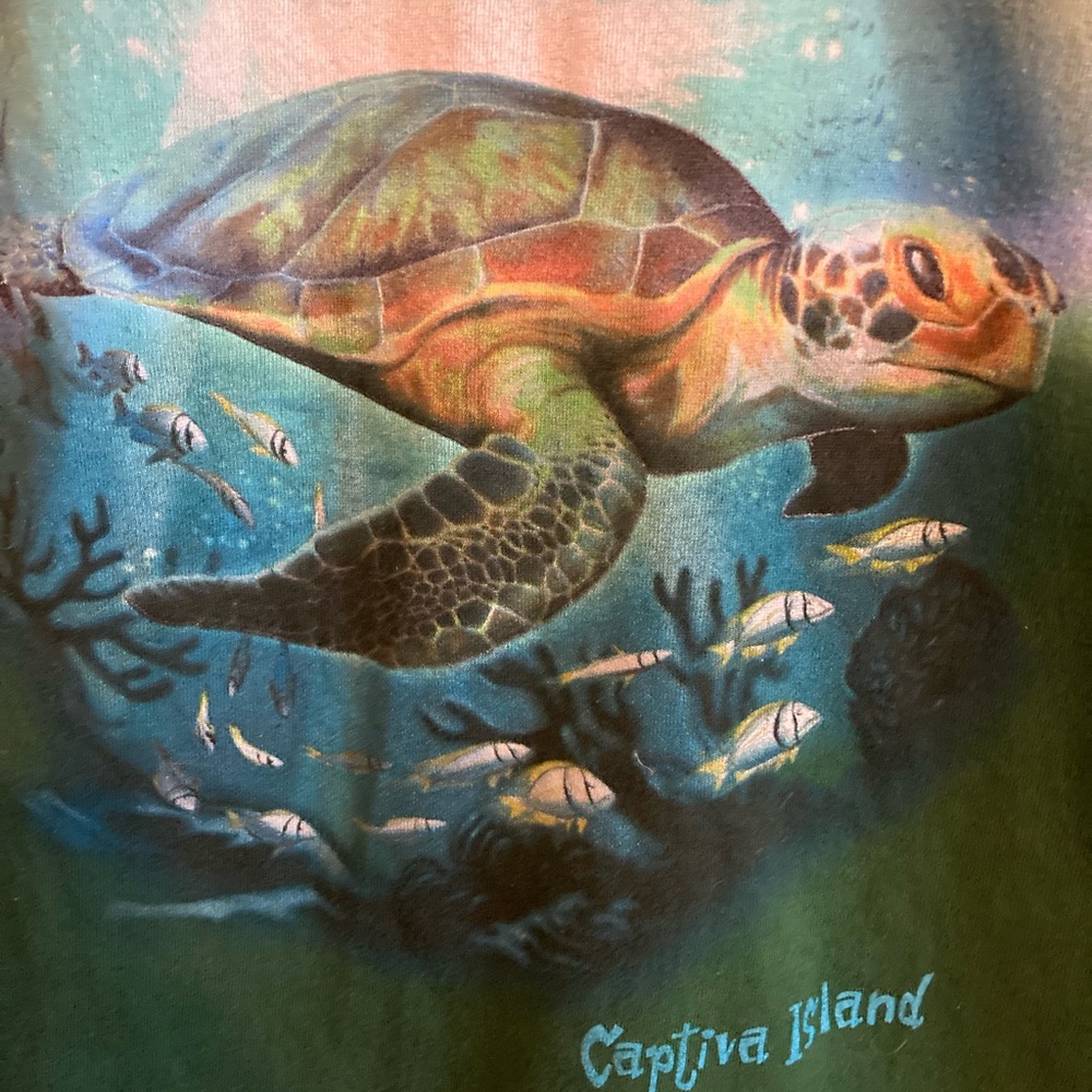 Kid-U-Not Kid’s Green Tie-Dye Tee Featuring Sea Turtle on Captiva Island